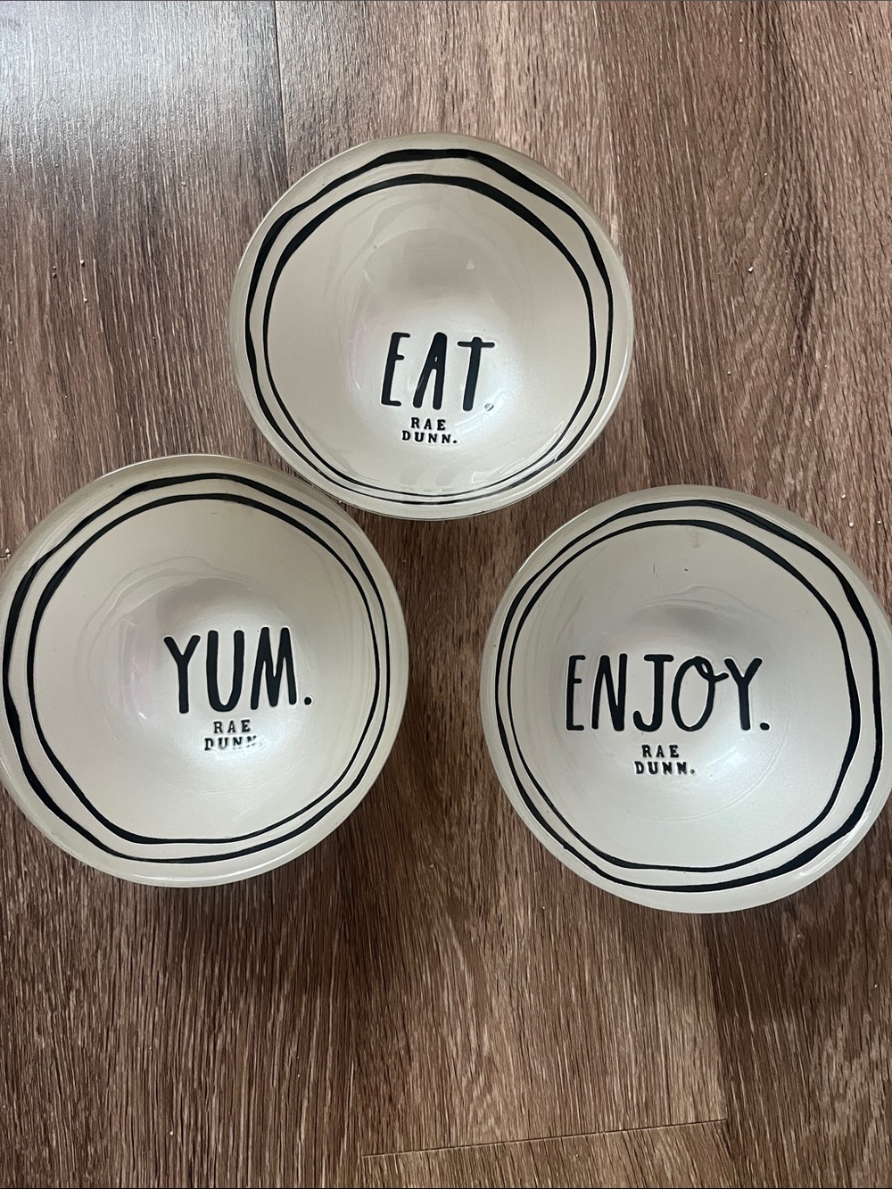 Rae Dunn Cream Glass Ceramic Bowls with Black Lettering